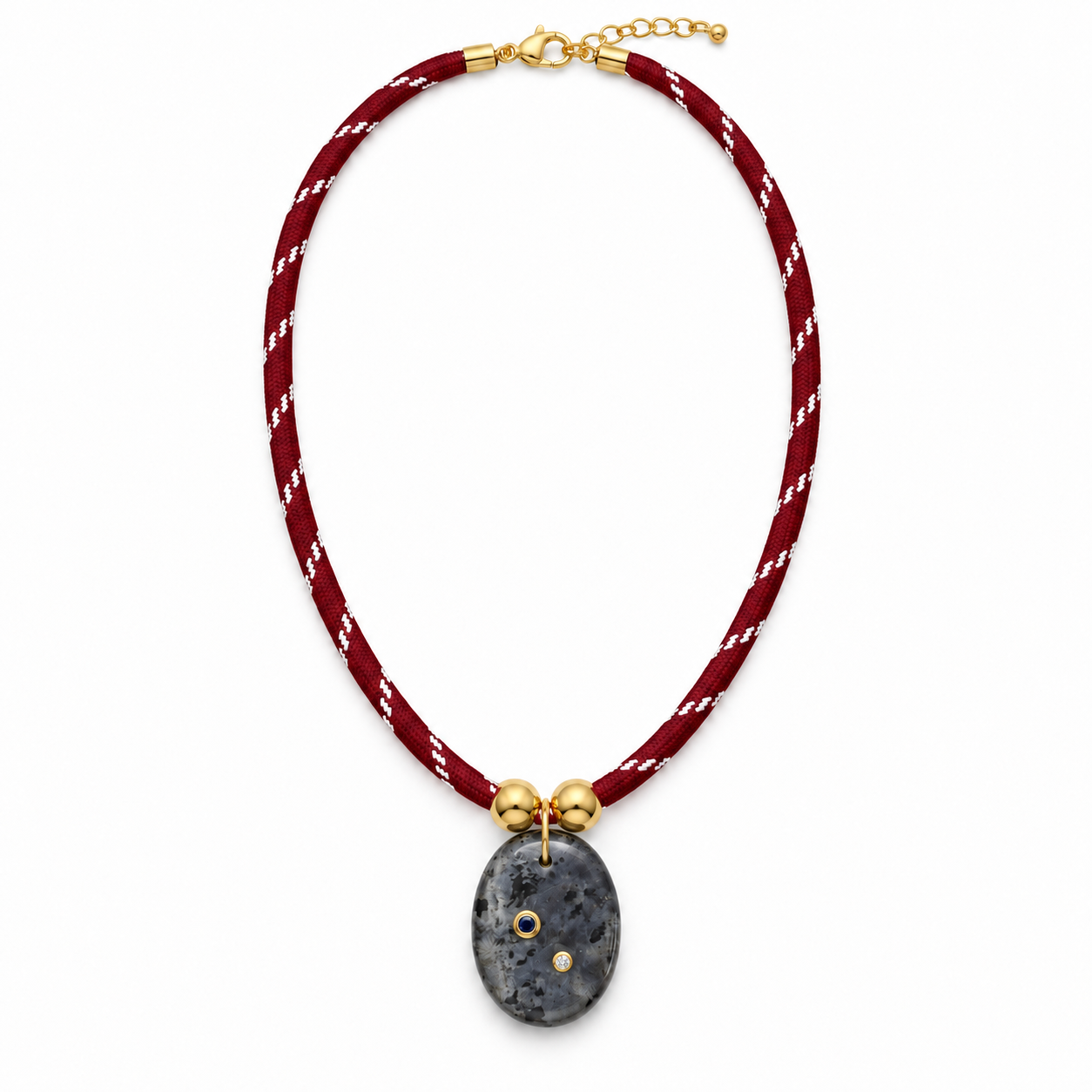 Wine Paracord Black Onyx Gemstone Pendant Necklace