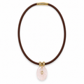 Rose Quartz Pendant Leather Cord Necklace