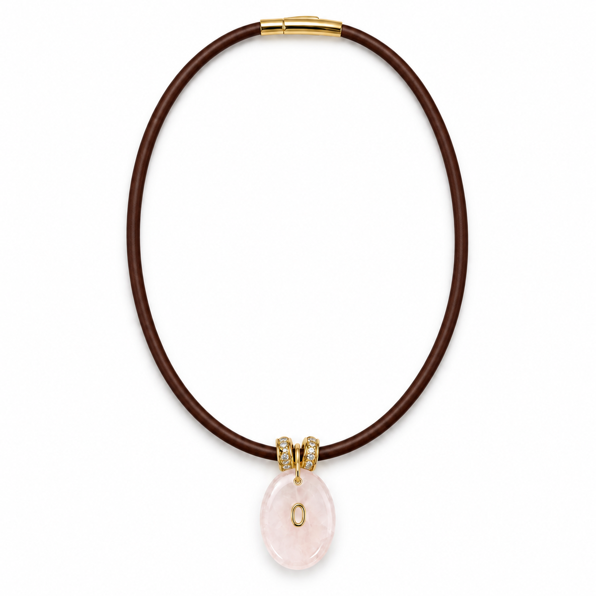 Rose Quartz Pendant Leather Cord Necklace