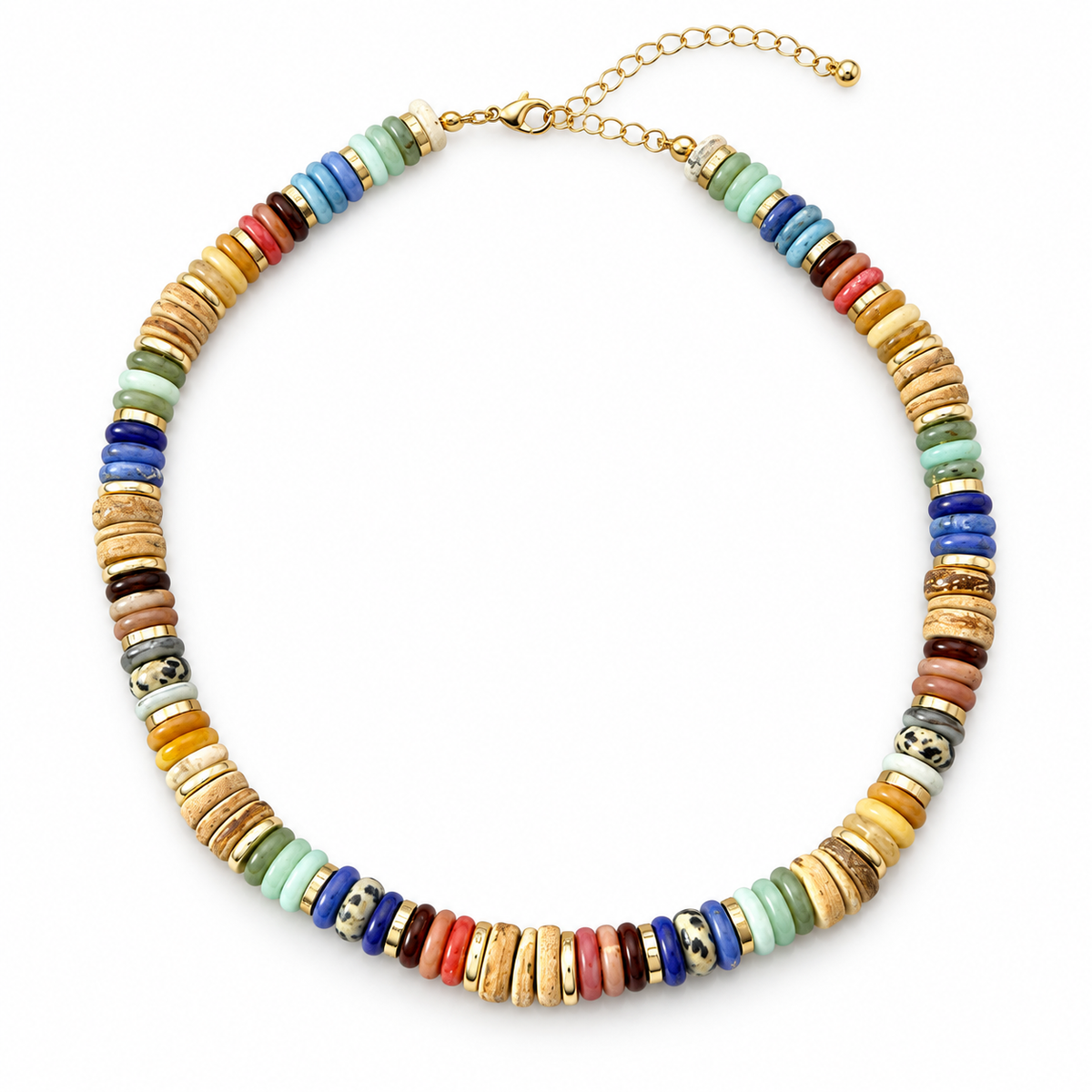 Multicolor Gemstone Heishi Beaded Necklace