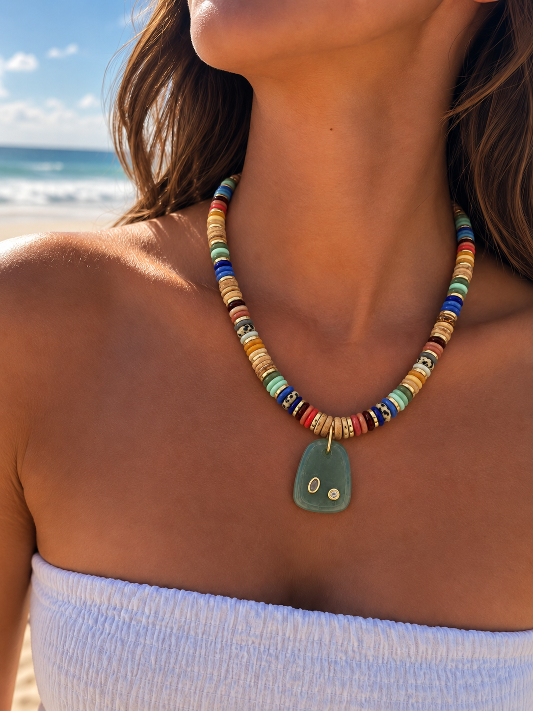 Green Aventurine Mixed Gemstone Pendant Necklace