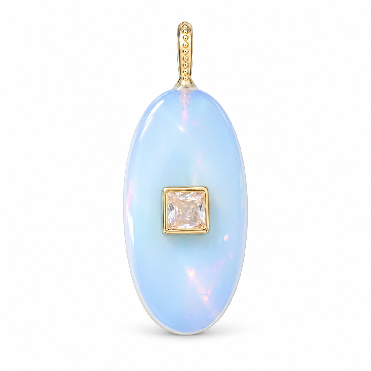 Opal & Crystal Oval Pendant