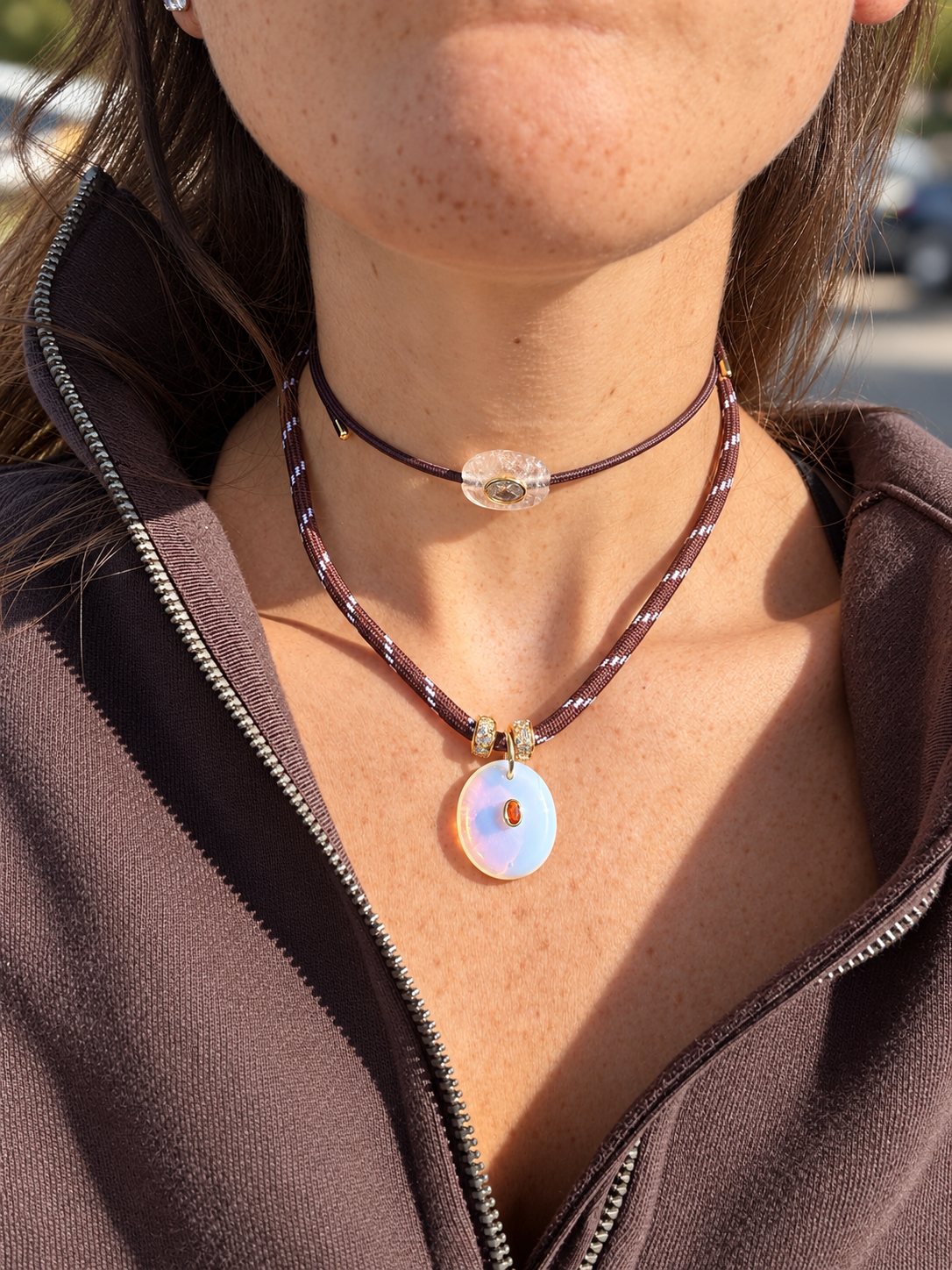 Brown Cord Magnetic Necklace