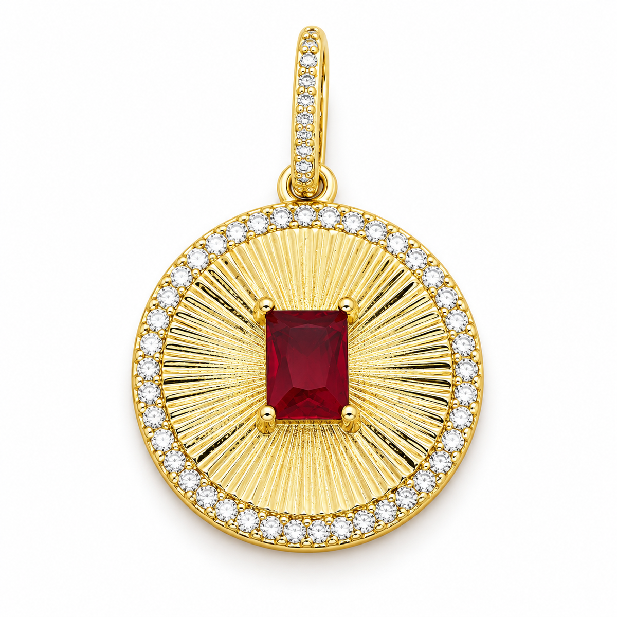 Red Sunburst Pendant Charm