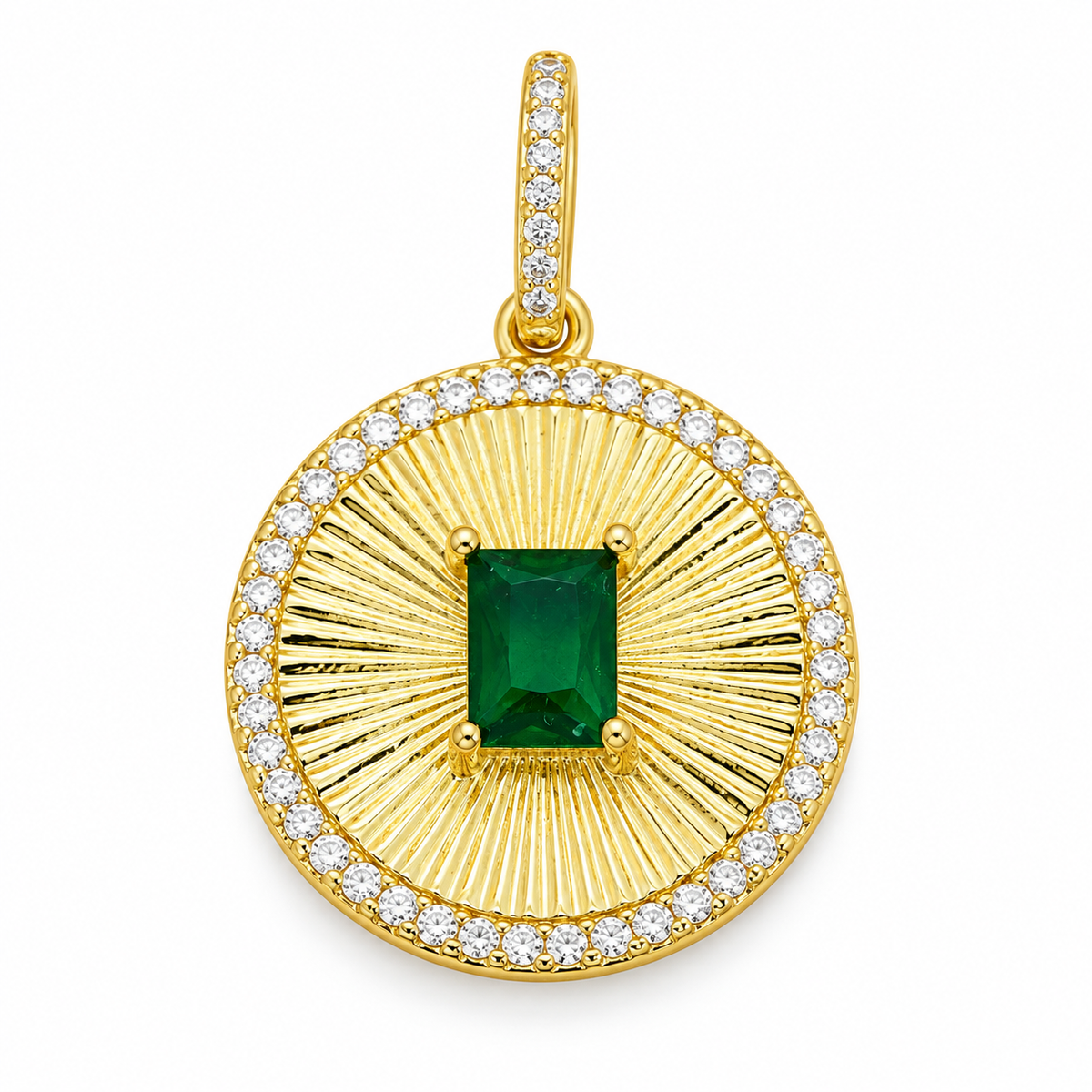 Green Sunburst Pendant Charm