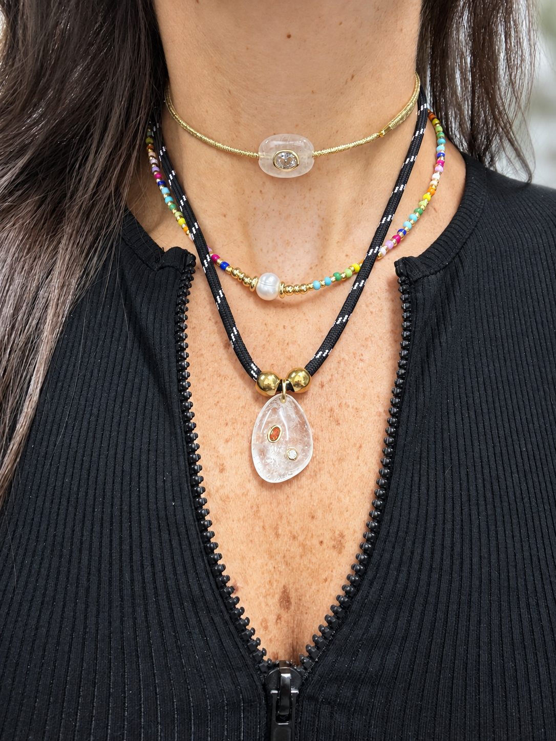 Clear Quartz Gemstone Paracord Necklace
