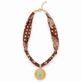Walnut Bandana Turquoise Sunburst Pendant Necklace