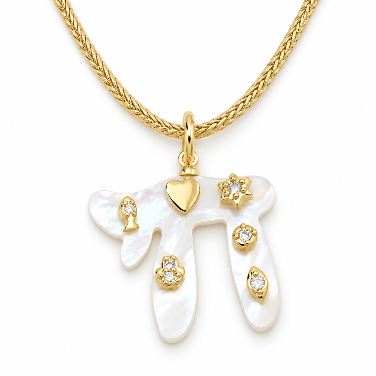 Mother-of-Pearl Chai Charm Necklace