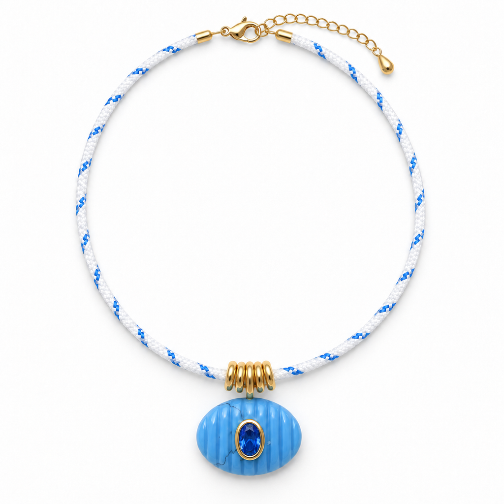 Blue Stone Pendant Paracord Necklace