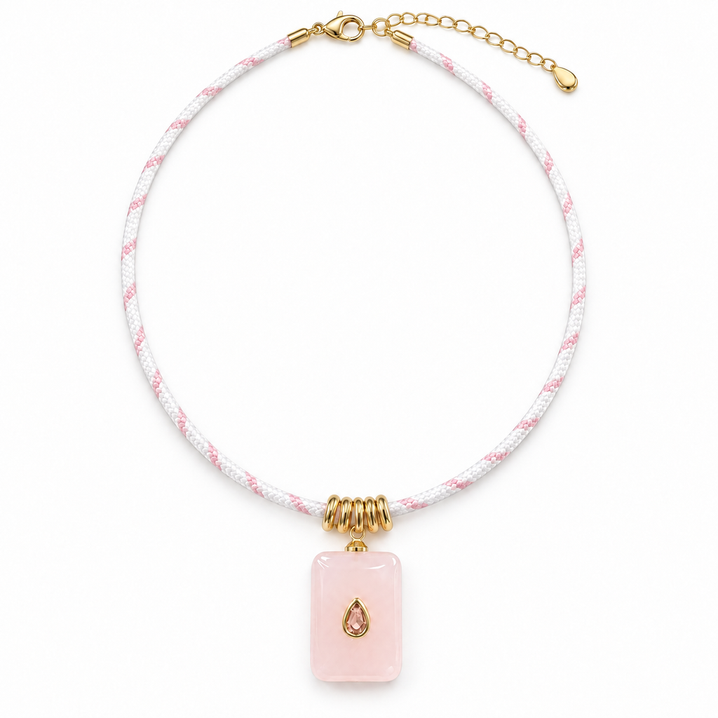 Blush Pink Pendant Paracord Necklace