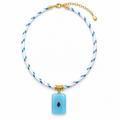 Aqua Blue Pendant Paracord Necklace