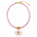 Blush Pink Oval Pendant Cord Necklace