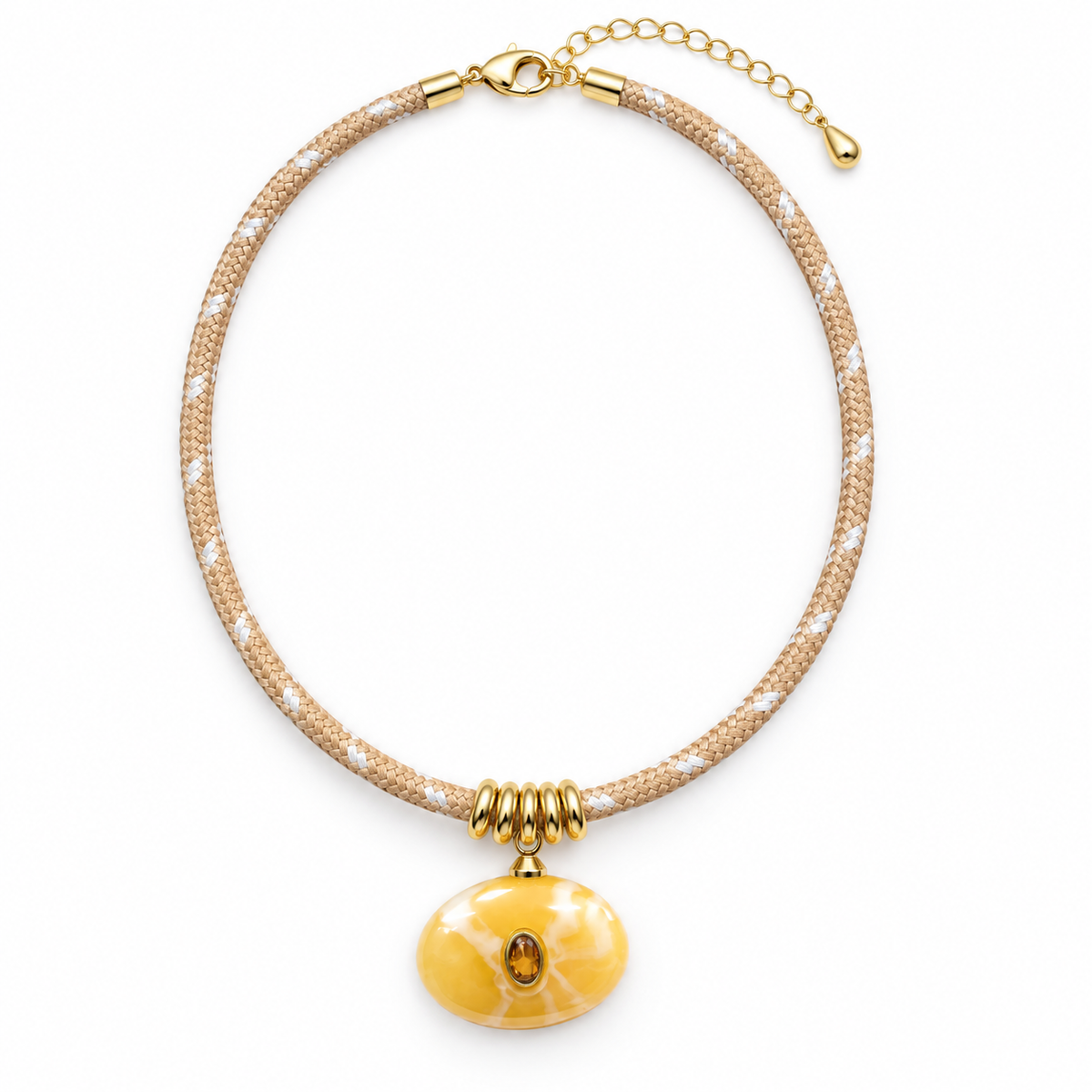 Honey Marbled Pendant Cord Necklace
