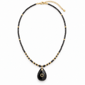 Black & Gold Teardrop Beaded Necklace
