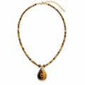 Tiger Eye Teardrop Beaded Necklace