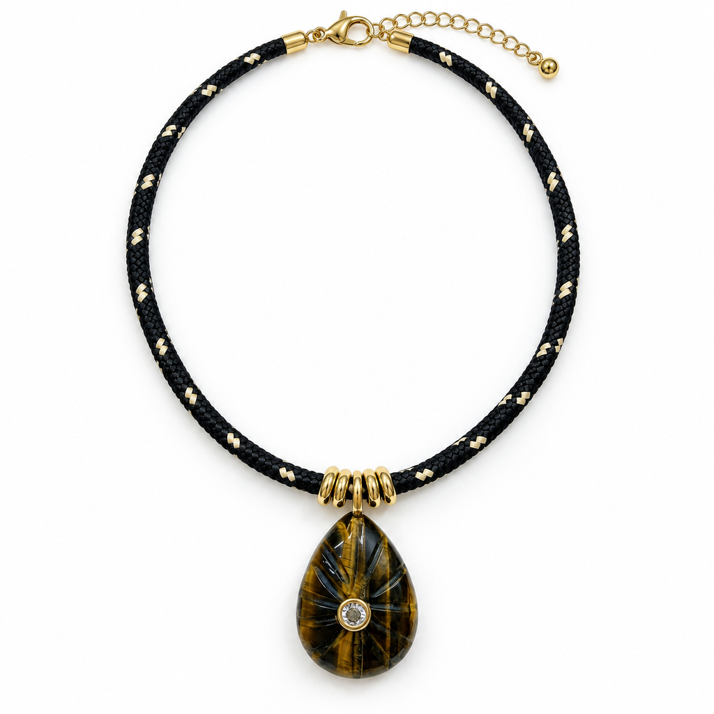 Tiger Eye Teardrop Paracord Necklace