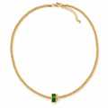 Purple Baguette Rondelle Gold Beaded Necklace