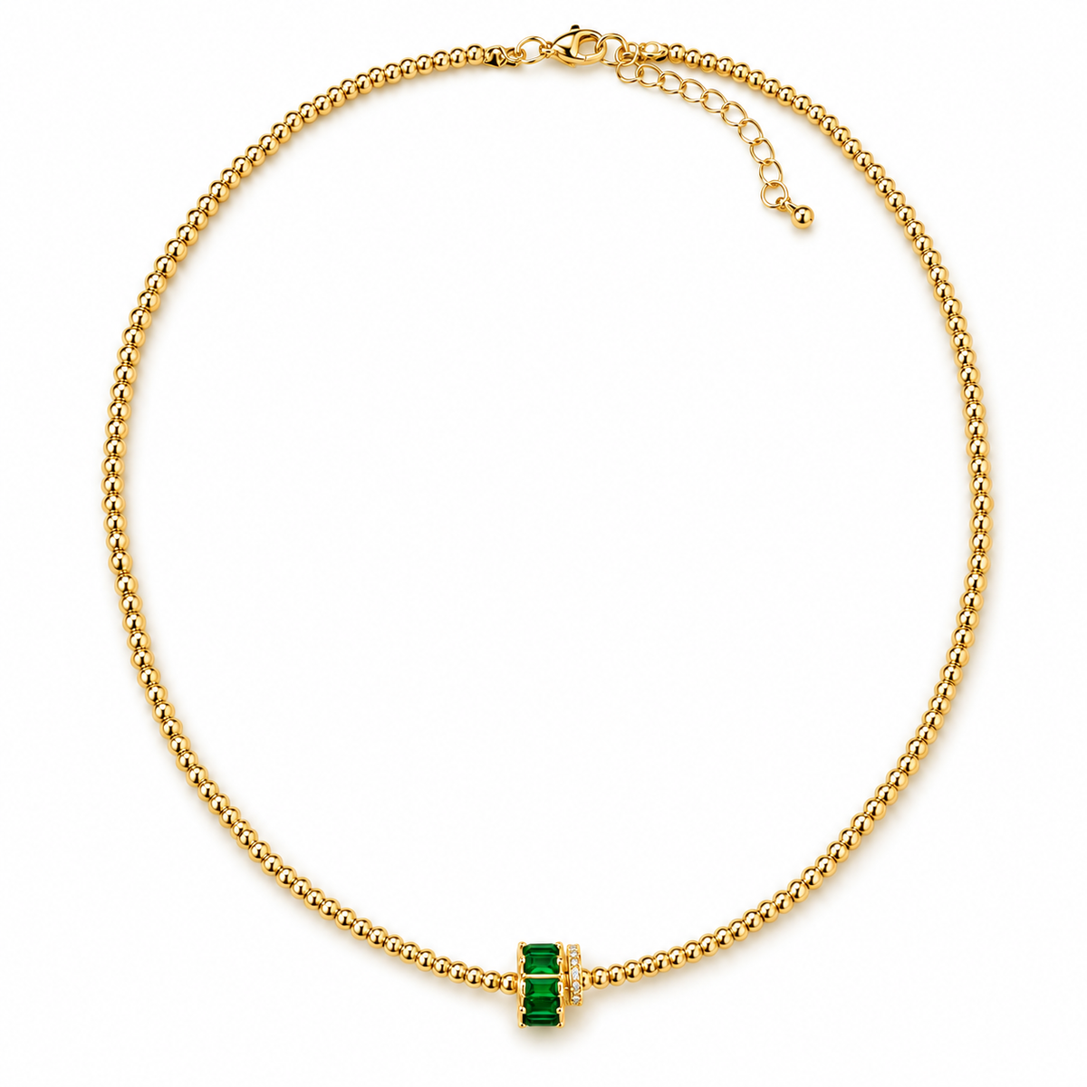 Purple Baguette Rondelle Gold Beaded Necklace