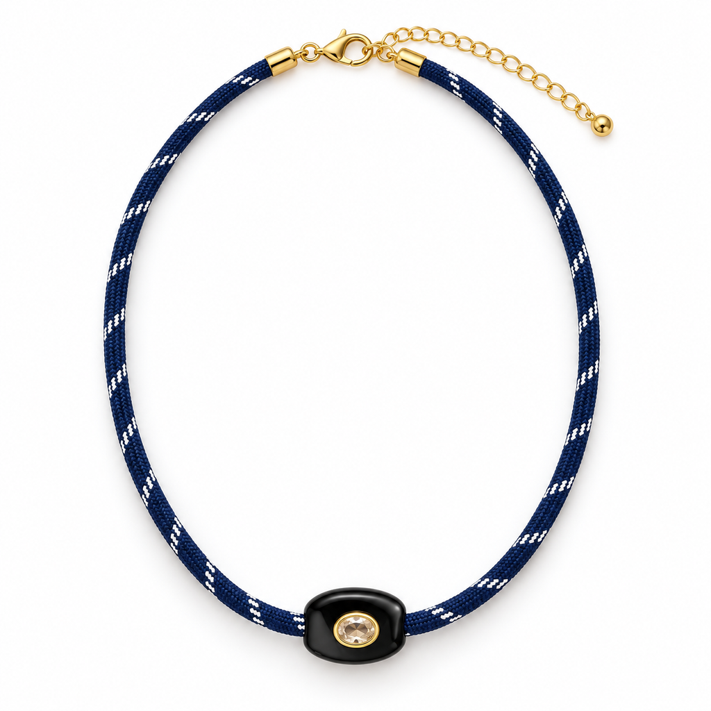 Midnight Navy Crystal Paracord Necklace