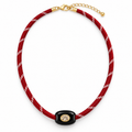 Scarlet Black Crystal Paracord Necklace
