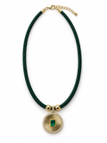 Emerald Sunburst Pendant Paracord Necklace