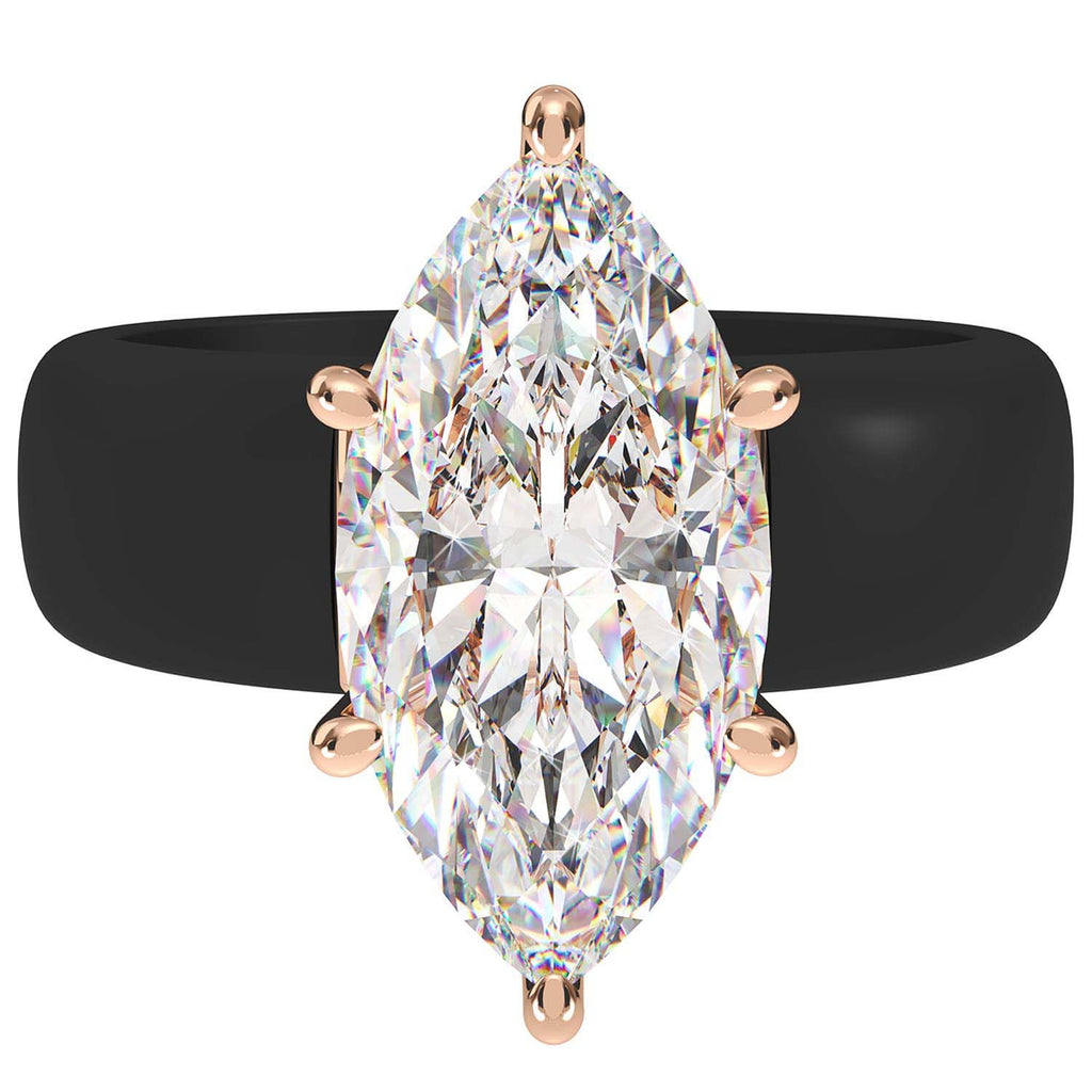 Marquise CZ Black Silicone Ring