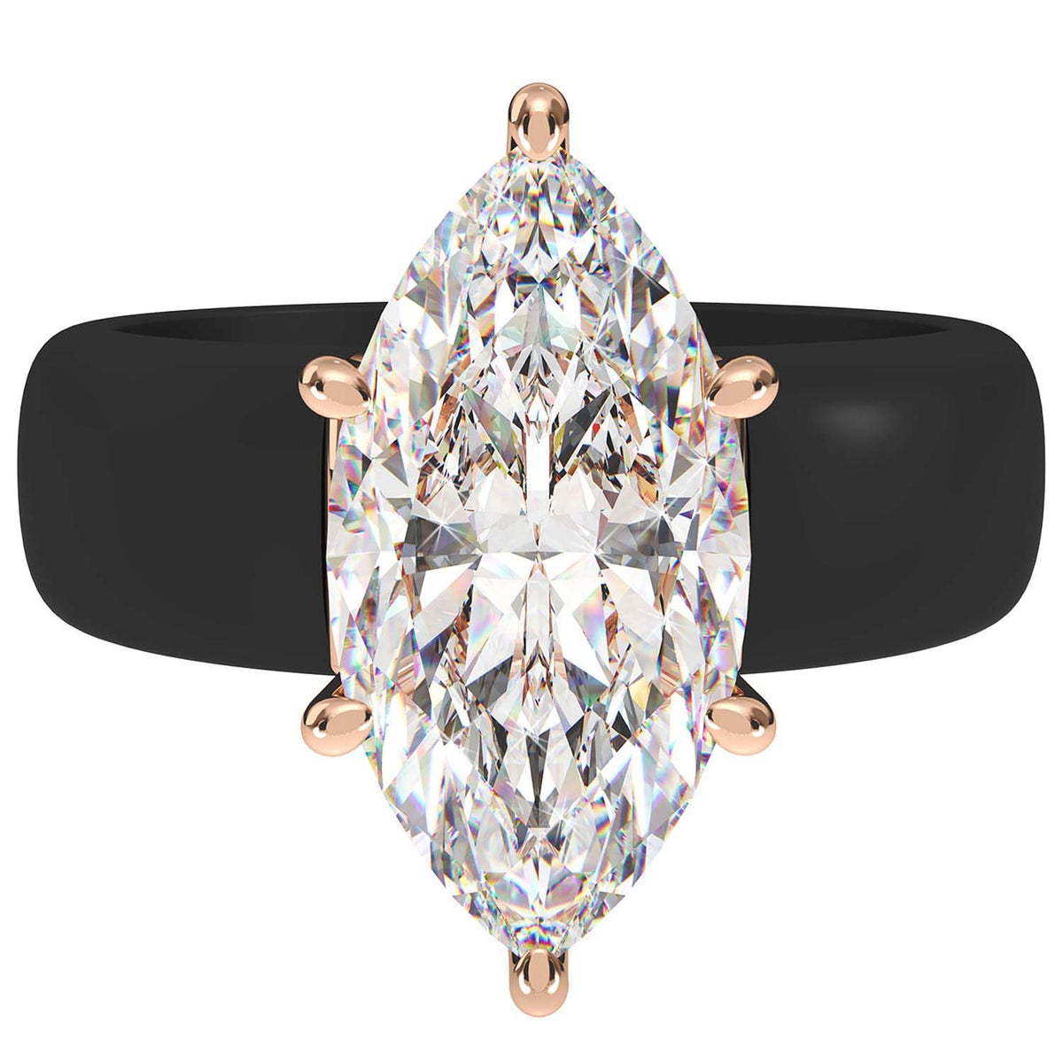Marquise CZ Black Silicone Ring