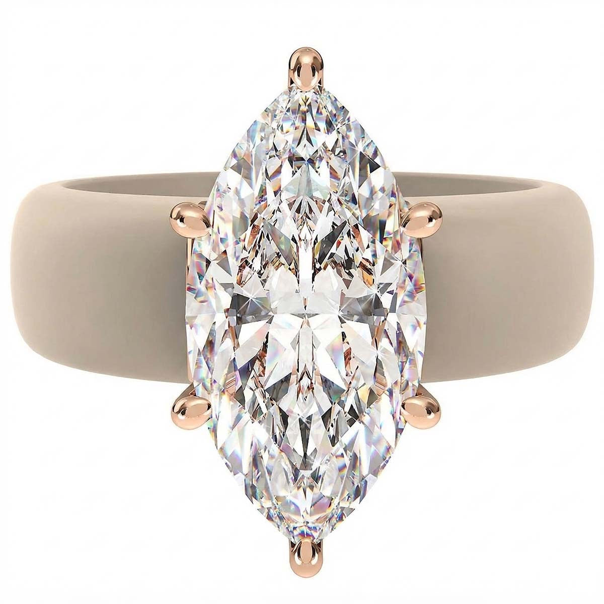 Marquise CZ Beige Silicone Ring