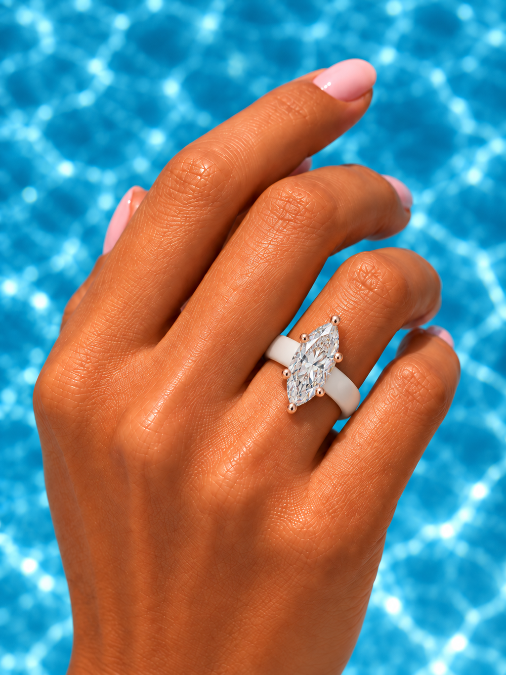 Marquise CZ White Silicone Ring