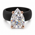 Pear CZ Black Silicone Ring