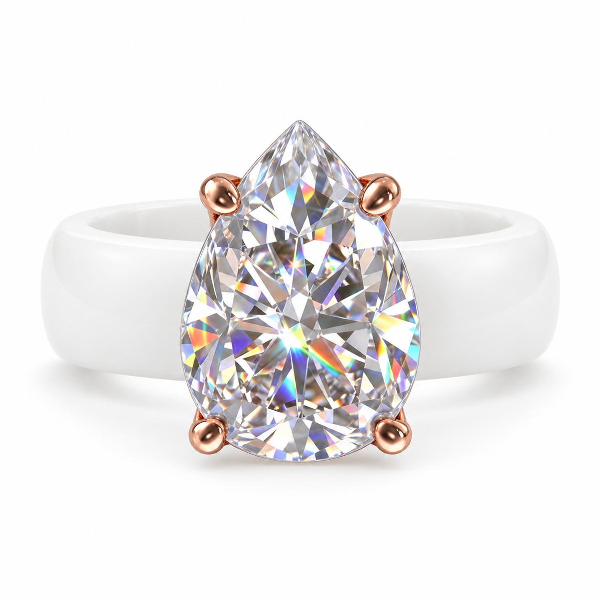 Pear CZ White Silicone Ring