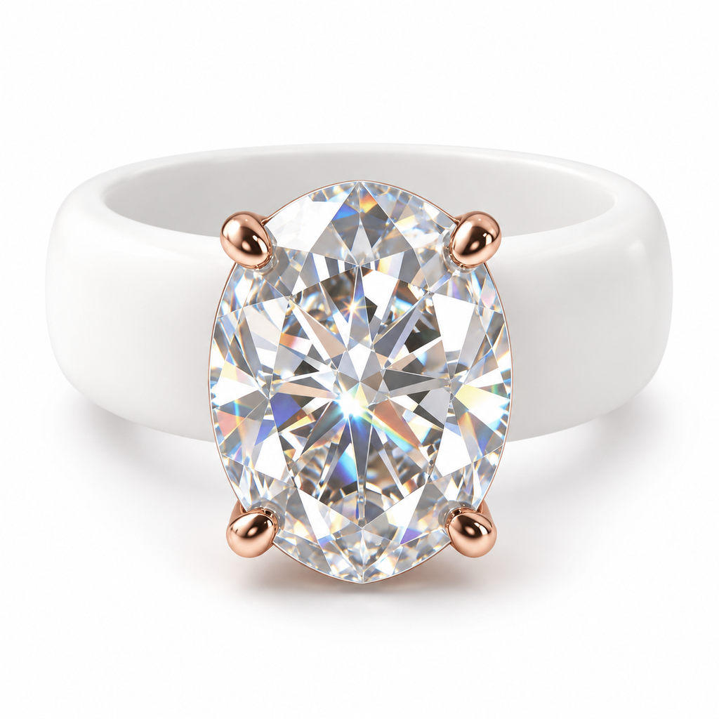 Oval CZ White Silicone Ring