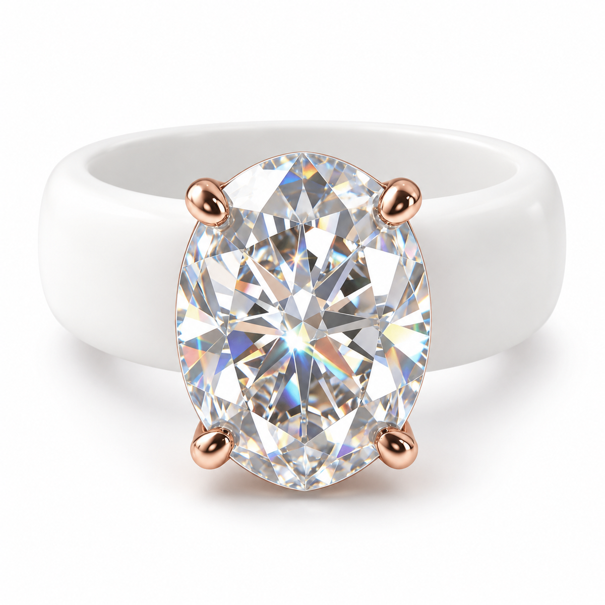 Oval CZ White Silicone Ring