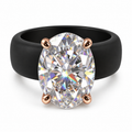 Oval CZ Black Silicone Ring