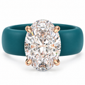 Oval CZ Teal Silicone Ring