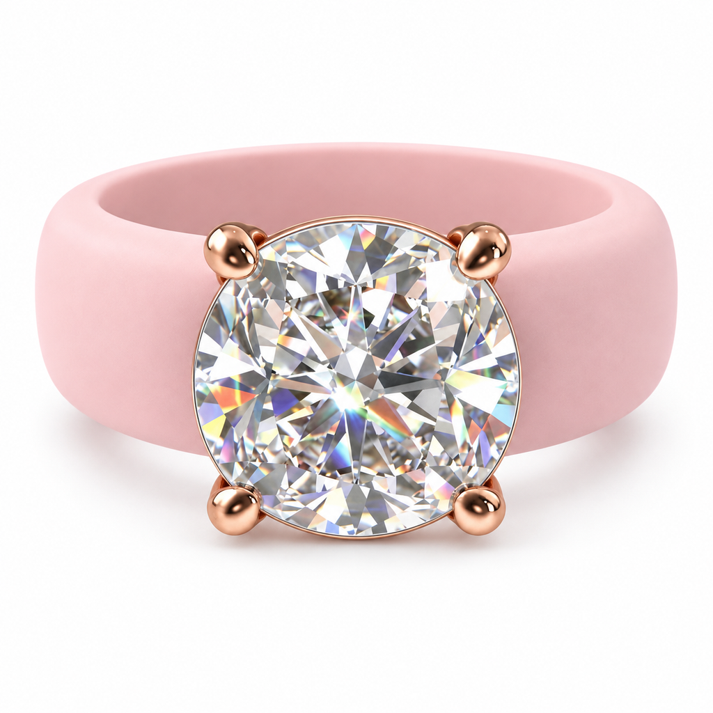 Round CZ Pink Silicone Ring