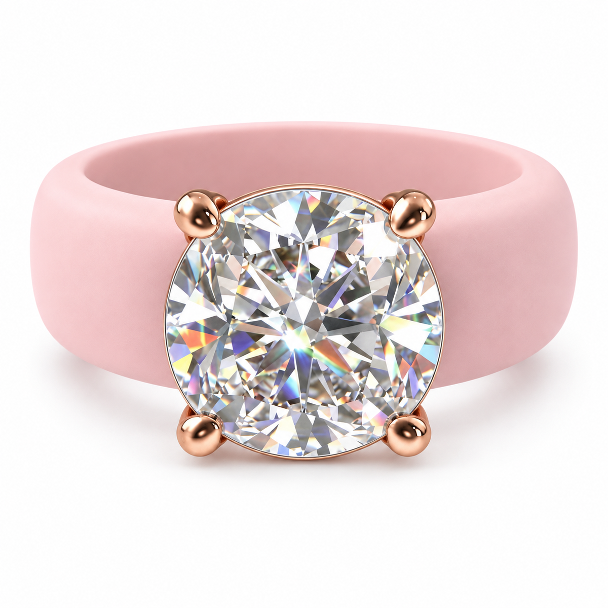 Round CZ Pink Silicone Ring