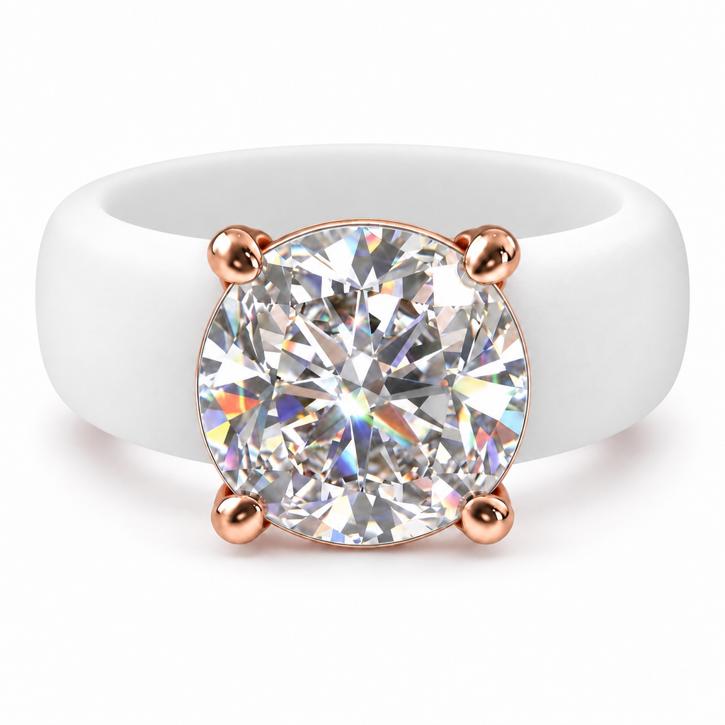 Round CZ White Silicone Ring