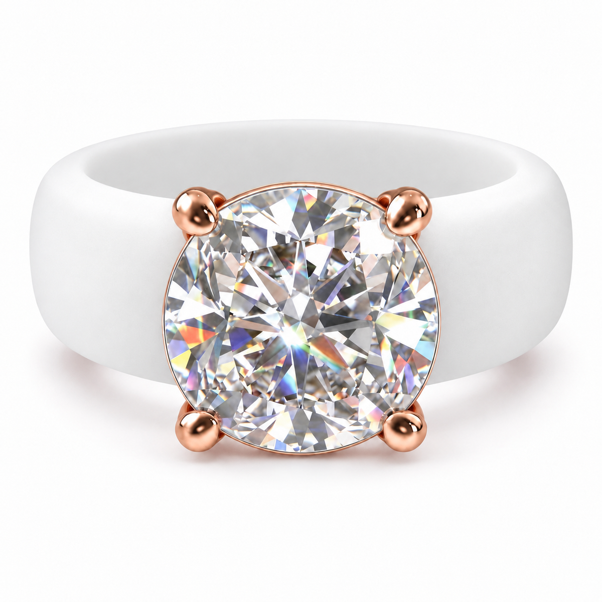 Round CZ White Silicone Ring