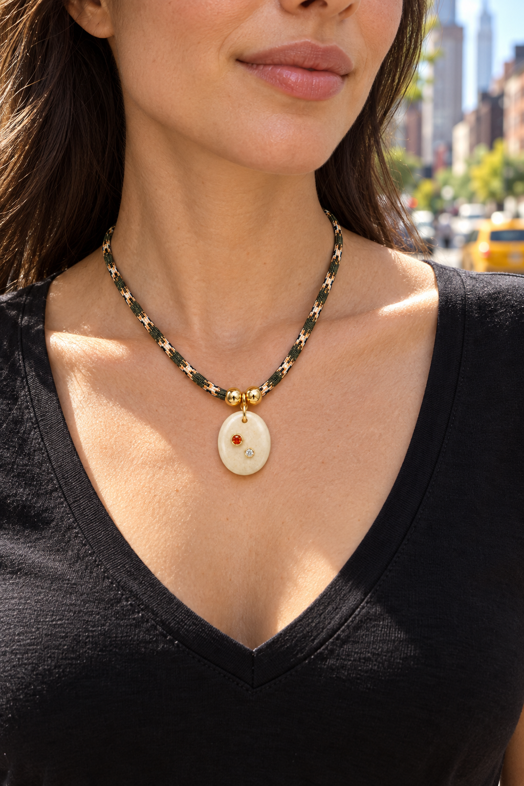 Rose Quartz Pendant Paracord Necklace