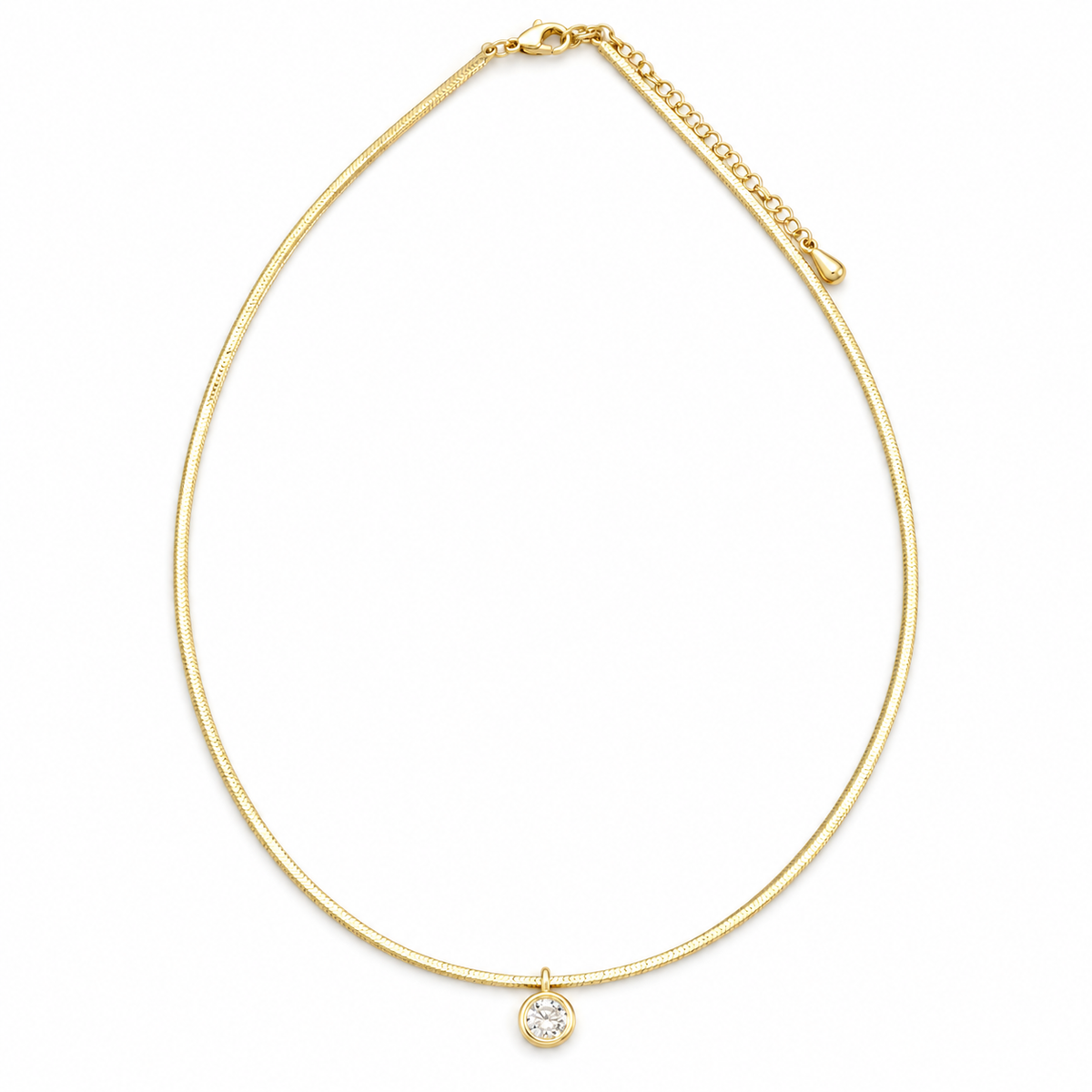 Herringbone Round CZ Necklace