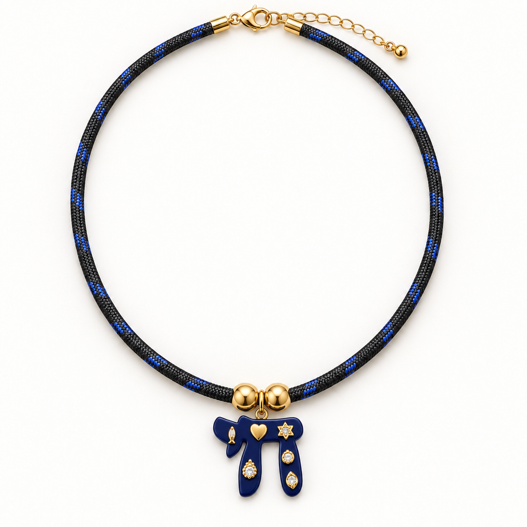 Navy Blue Chai Pendant Paracord Necklace