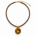 Tiger’s Eye Floral Pendant Paracord Necklace