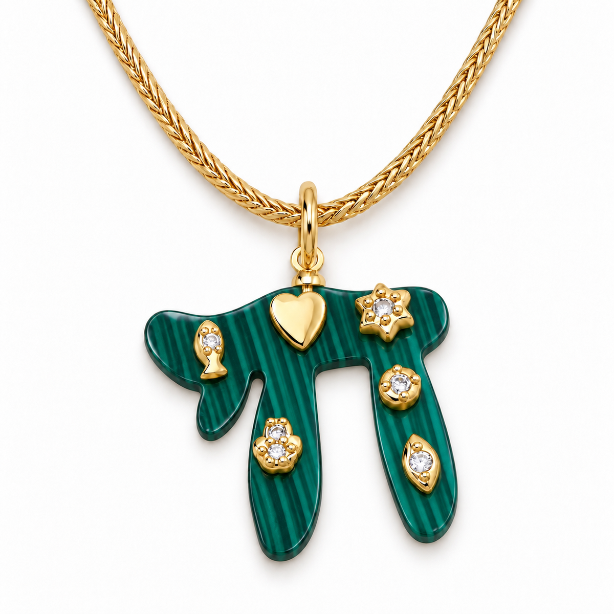Malachite Chai Symbol Pendant