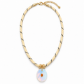 Ivory Paracord Oval Quartz Pendant Necklace