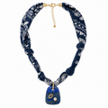Navy Bandana Lapis Pendant Necklace