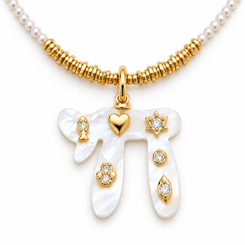 Mother of Pearl Chai White Beaded Necklace