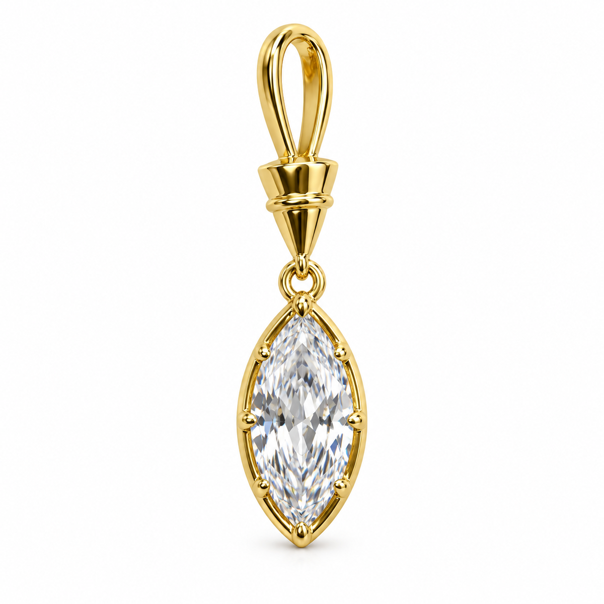Gold-Plated CZ Marquise Pendant