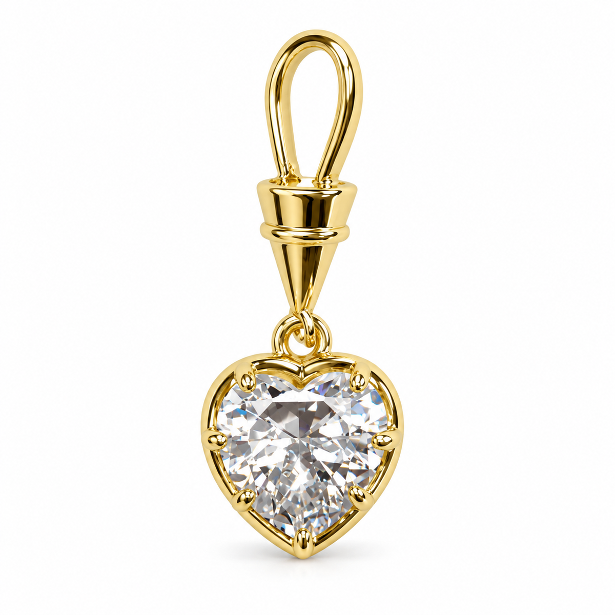 Gold-Plated CZ Heart Pendant