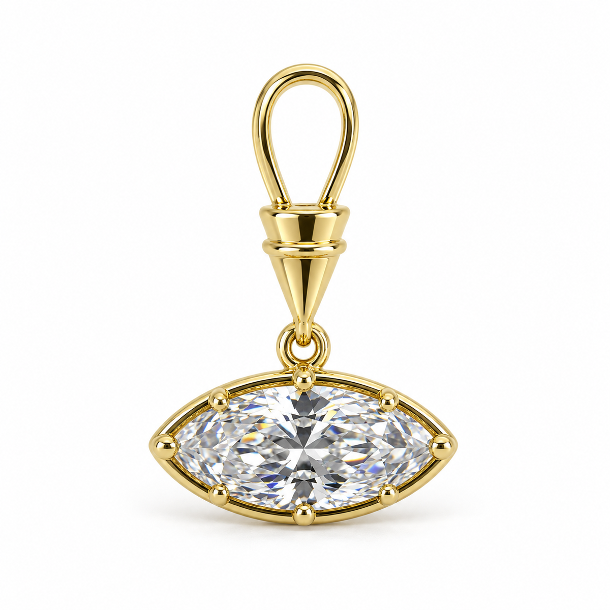 Gold-Plated East-West CZ Marquise Pendant